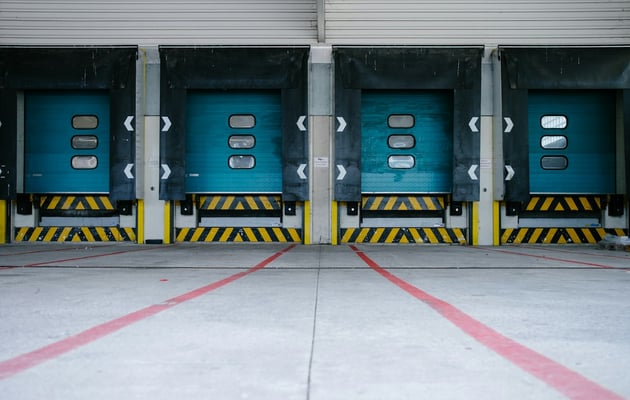 Receiving dock doors inside a warehouse